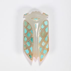 A turquoise Hetian jade cicada, Tang Dynasty, China