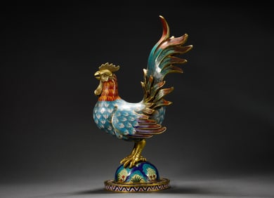 A bronze enamelled large Gigitali ornament, Qing Dynasty, China
