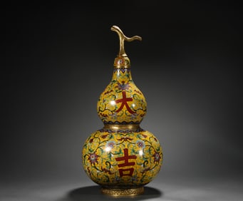 A copper cloisonne vase with gourd, Qing Dynasty, China