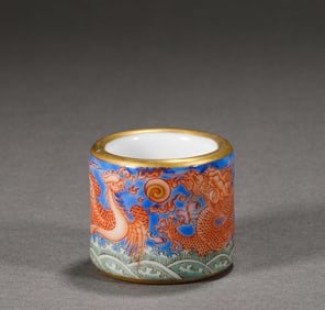 A painted dragon and phoenix porcelain finger, Qing Dynasty, China