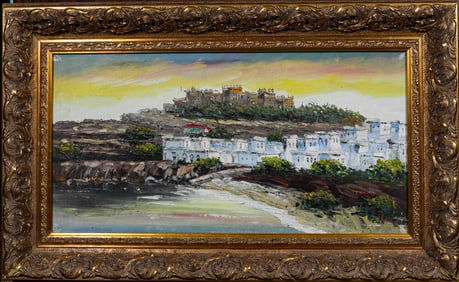 An oil painting of landscape, Wu Guanzhong's mark, China