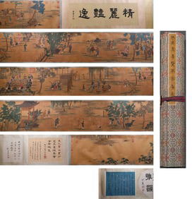 A group of painting Xianhua collection of hand scrolls, Qiu Ying, China