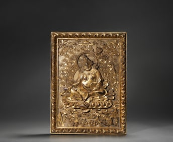 A bronze gilt statue of the God of Wealth, Ming Dynasty, China