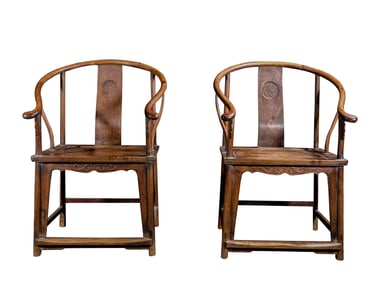 A group of Huanghuali round chairs, Qing Dynasty, China
