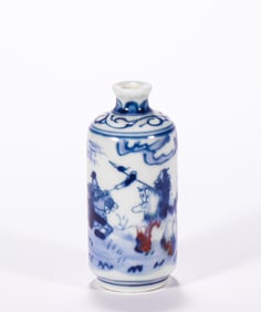 A blue and white glazed red snuff bottle, Qing Dynasty, China