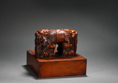 A boxwood seal, Qing Dynasty, China