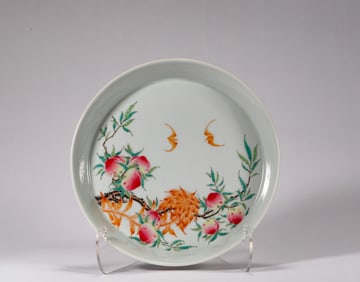 A pastel peach award plate, Qing Dynasty, China
