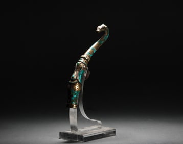 A Cuo gold copper belt hook, Han Dynasty, China