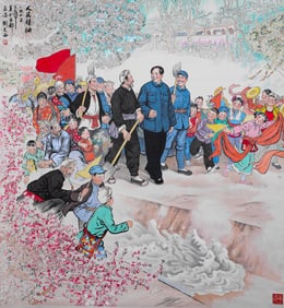 A painted figure on a vertical axis, the mark of Liu Wenxi, China