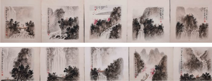 A fine painting heart of landscape painting, Fu Baoshi's mark, China