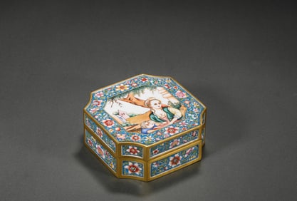 A painting beauty copper enamel noble compact, Qing Dynasty, China