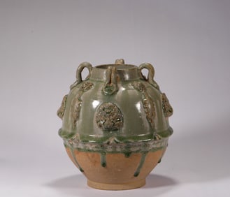 Blue glazed four-series pot, Sui Dynasty, China