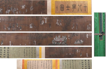 Eighteen students hand roll, Song Huizong mark, China