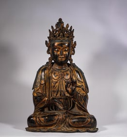 A copper-clay gold Guanyin statue, Ming Dynasty, China