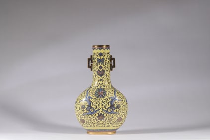 A yellow glazed dragon pattern porcelain hanging, Qing Dynasty, China