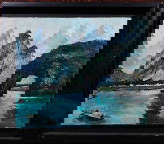 Fine oil painting, Wu Guanzhong's mark, China