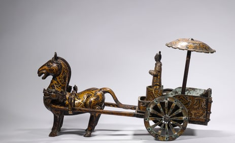 A gold-plated copper carriage, Han Dynasty, China