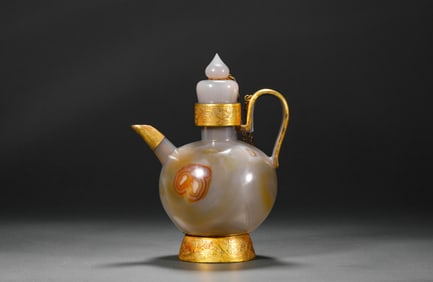 Tang Dynasty agate Buddhist water bottle