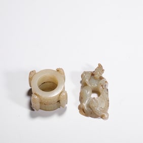 Hetian jade two pieces, Ming Dynasty, China