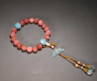 Qing Dynasty noble ruby 18 seed hand string