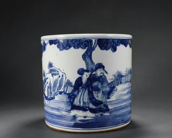 Qing Dynasty blue and white pencil holder
