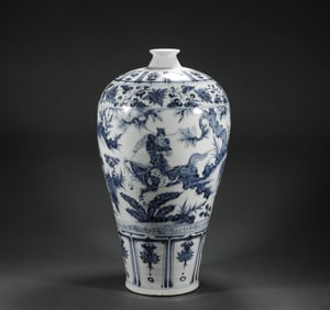 Yuan blue and white figure pot