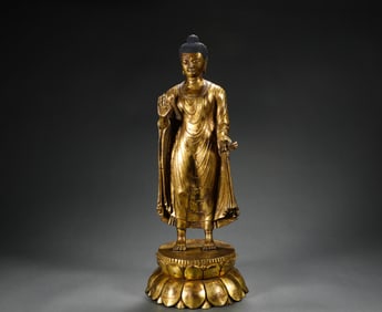 7th century gilt bronze Buddha statue