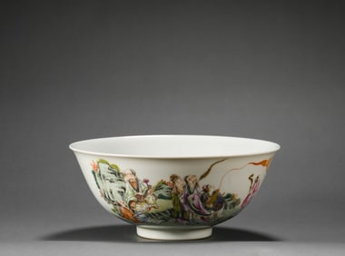 Qing Dynasty multicolour figure offering bowl