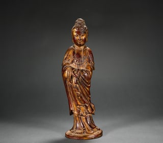 Ming Dynasty boxwood Guanyin statue