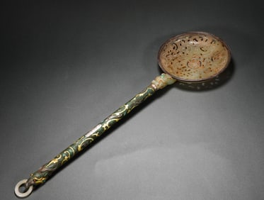 Han Dynasty Hetian jade bronze handleware