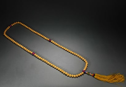 Qing Dynasty noble silver gilt Buddha beads