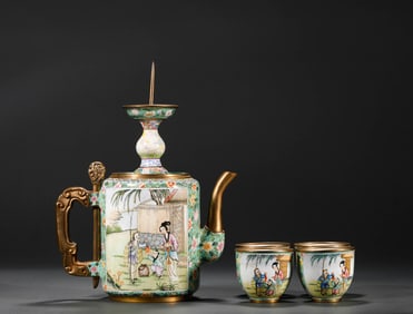 Qing Dynasty copper enamel coffee pot