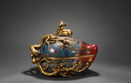 Qing Dynasty bronze cloisonne appreciation box