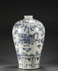 Yuan blue and white figure pot