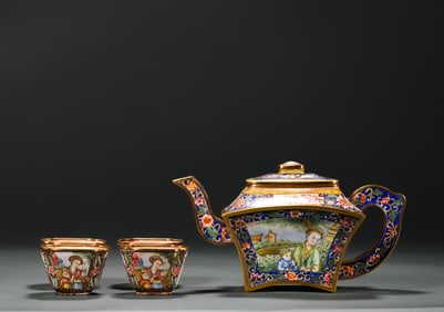 Qing dynasty copper enamel teapot