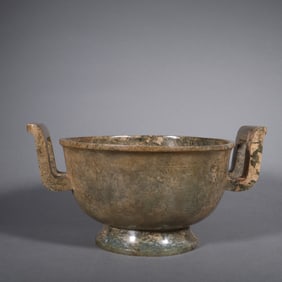 Hetian jade two-ear bowl