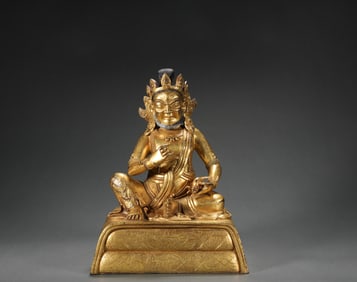 Bronze gilt statue of the God of wealth in Qing Dynasty