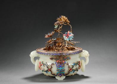 Qing Dynasty Hetian jade bonsai