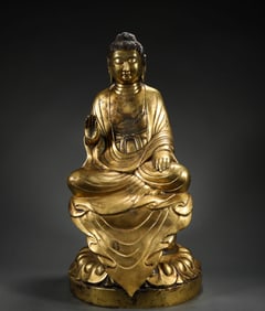 6th century gilt bronze Buddha statue