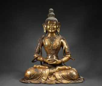 5th century gilt bronze Buddha statue