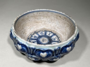 MING DYNASTY BLUE AND WHITE SANSKRIT WASH