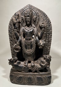 MING DYNASTY BLACK STONE BODHISATTVA STATUE