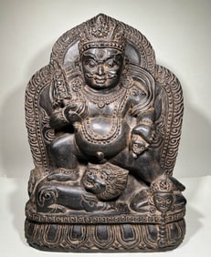 MING DYNASTY BLACK STONE TREASURE HEAVENLY KING STATUE