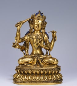 MING DYNASTY GILT MANJUSHRI BODHISATTVA