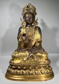 QING DYNASTY GILT BRONZE BODHISATTVA STATUE