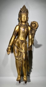MING DYNASTY GILT BRONZE BODHISATTVA