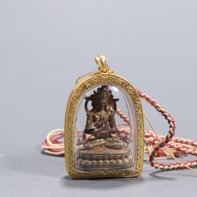 MING DYNASTY GILT BRONZE VAJRASATTVA PORTABLE BUDDHA