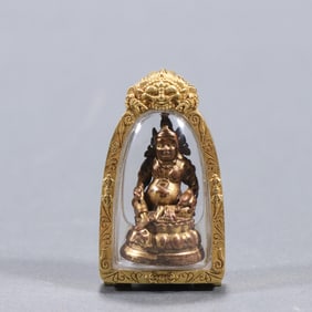 YUAN DYNASTY GILT BRONZE BUDDHA OF WEALTH