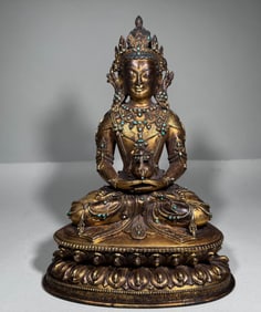 MING DYNASTY GILT BRONZE IMMORTAL LIFE