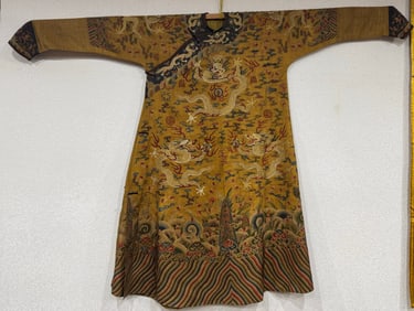 QING DYNASTY TAPESTRY TWELVE CHAPTERS OF GOLDEN DRAGON ROBE